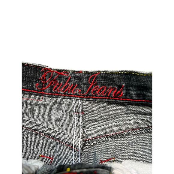 Fubu The Collection Jeans Womens Black  Wide Leg Sz 16 Hip Hop Y2K Graffiti - Picture 7 of 8